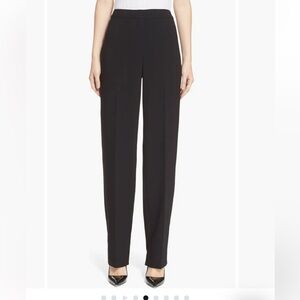 St John Caviar Diana Straight Leg Crepe Marocain Pants
